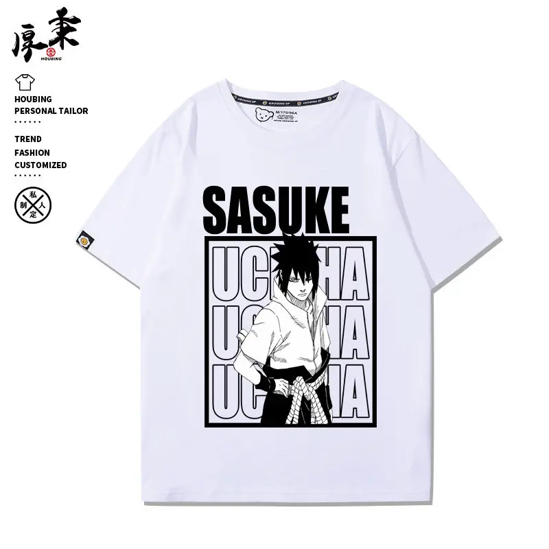 New Japanese Children's T-shirt Naruto Sasuke Sakura Peripheral Pure Cotton Printed Parent-child Outfit Summer Casual T-shirt
