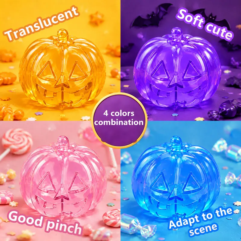 Pumpkin Shaped Squishy Fidget Toy Transparent Resin Halloween Atmosphere‑Setting Squeeze Toy Slow Rebound Party Favors Gifts