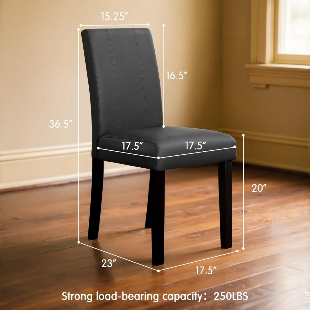 طقم كراسي طعام مكون من 4 قطع، كراسي غرفة طعام من الجلد الصناعي، كراسي بارسونز منجدة لغرفة الطعام، كرسي جانبي للمطبخ مع ستو #2