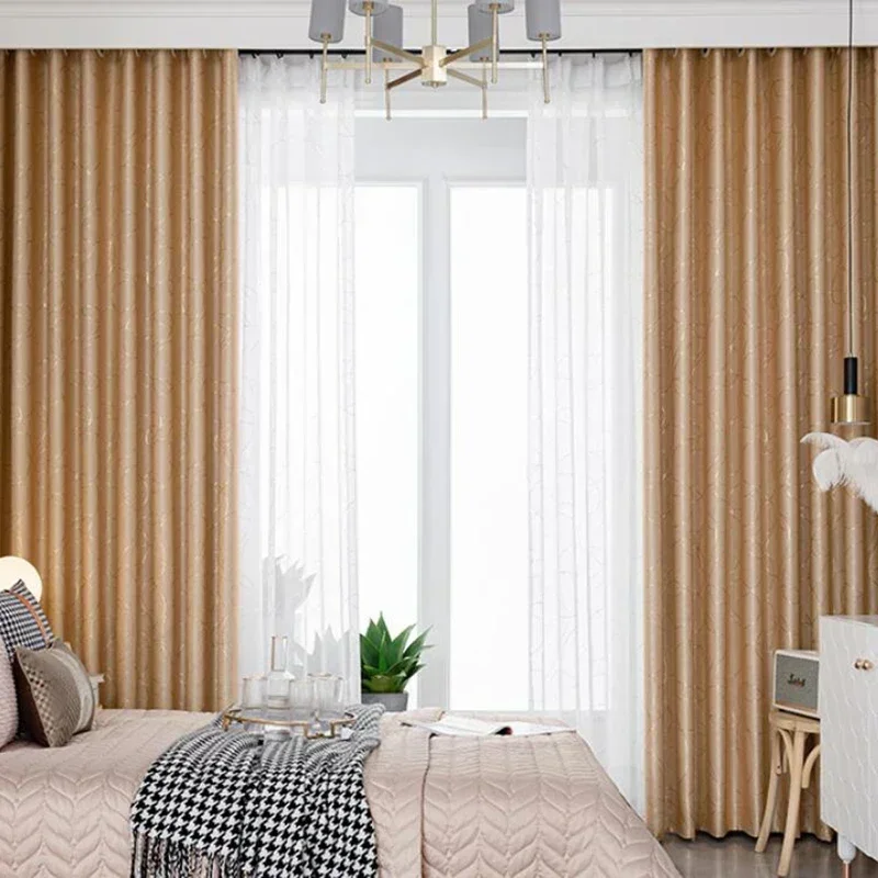 Multicolor Bronzing Geometry Wavy Curtains for Living Room Coffee Pink Blue Grey Modern Curve Window Drapes for Bedroom Classic