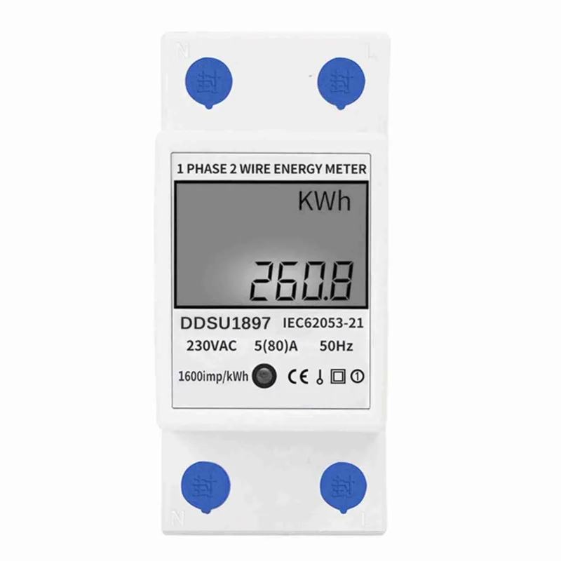 

Digital Electric Energy Meter Single Phase DIN Rail Electricity Meter One Phase Two Wire Multifunction Electrical Meter