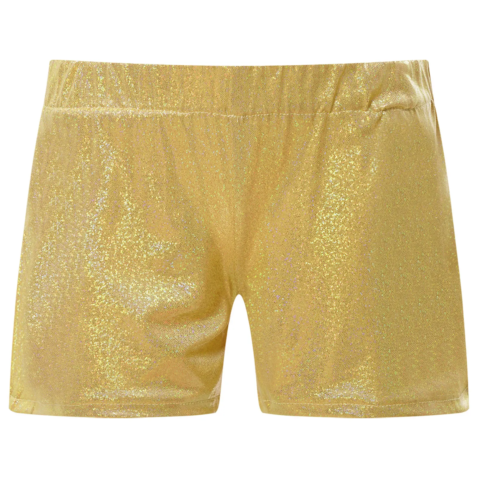 Kids Girls Metallic Shiny Shorts Bottoms Elastic Waist Shorts for Gymnastic Ballet Dancewear Yoga Sport Cheerleading Performance