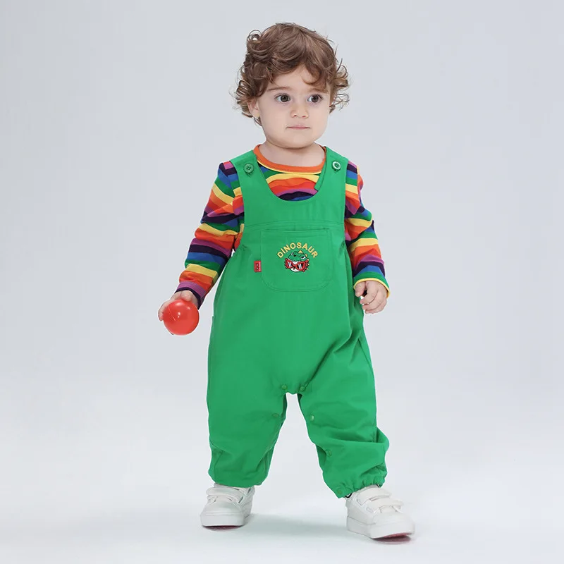 Newborn Kawaii Baby Rompers Clothes Girls Boys Bodysuit Overall and Top Cartoon Dinosaur Infant Costume Long Sleeve Onesie Korea