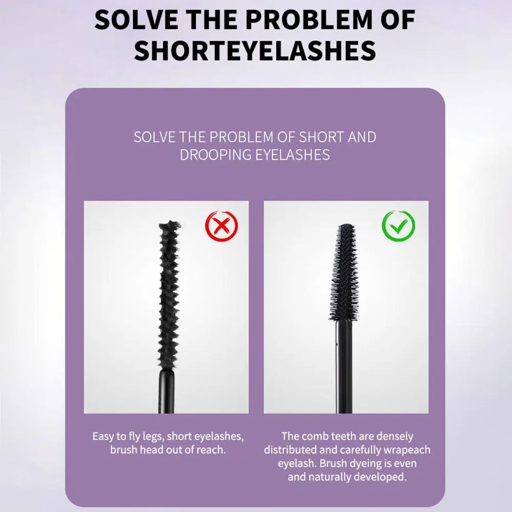 Mascara 4D avec grande tête de brosse allongée pour les yeux, cils noirs, cils recourbés imperméables, extension de cils de maquillage, longue durée, C2T3