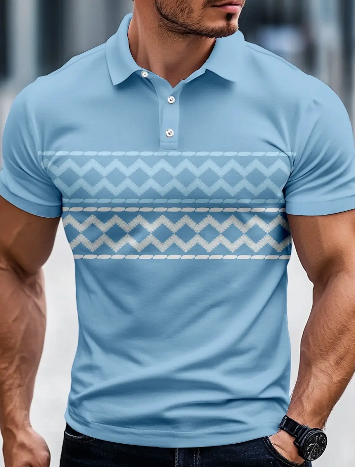 

3D Printed Vintage Men's Geometic Line Polo ethnic Short Sleeve Polo Shirt Collared Shirt Casual Outdoor Business Daily Wear