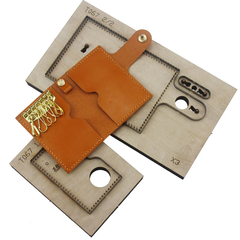 

DIY leather craft card holder snap wallet key ring bag die cutting knife mould hand punch tool pattern