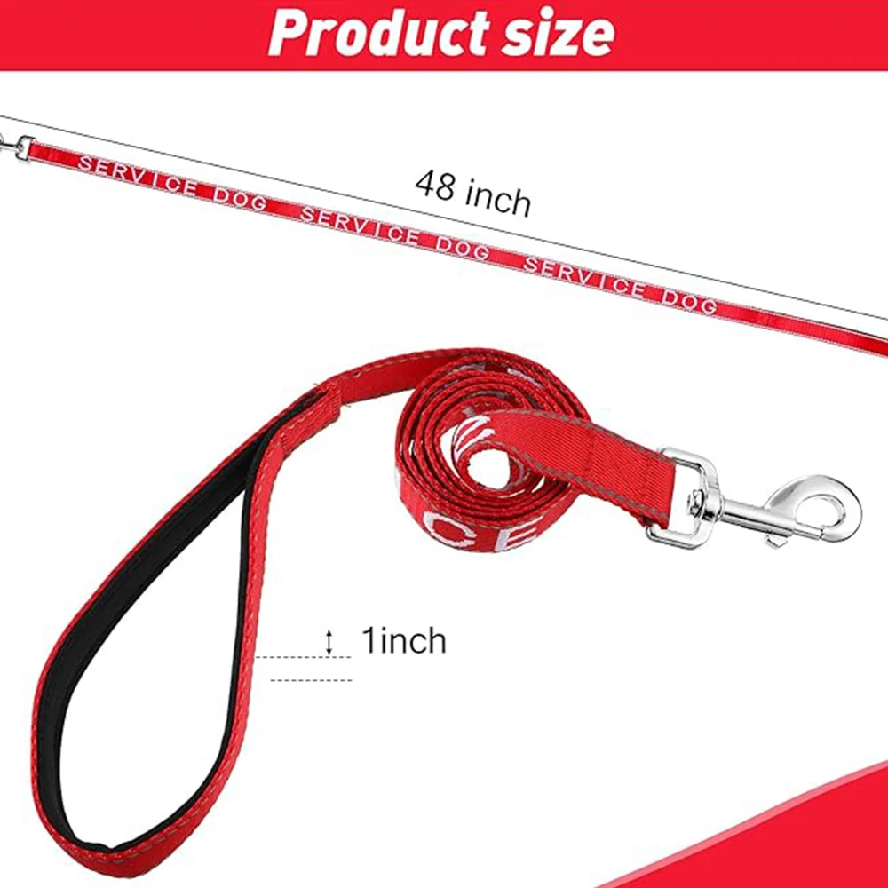 Reflective Leash with Waterproof Neoprene Handle for Dog, Collar Harness, Pet Leash, Emotional Support and Service