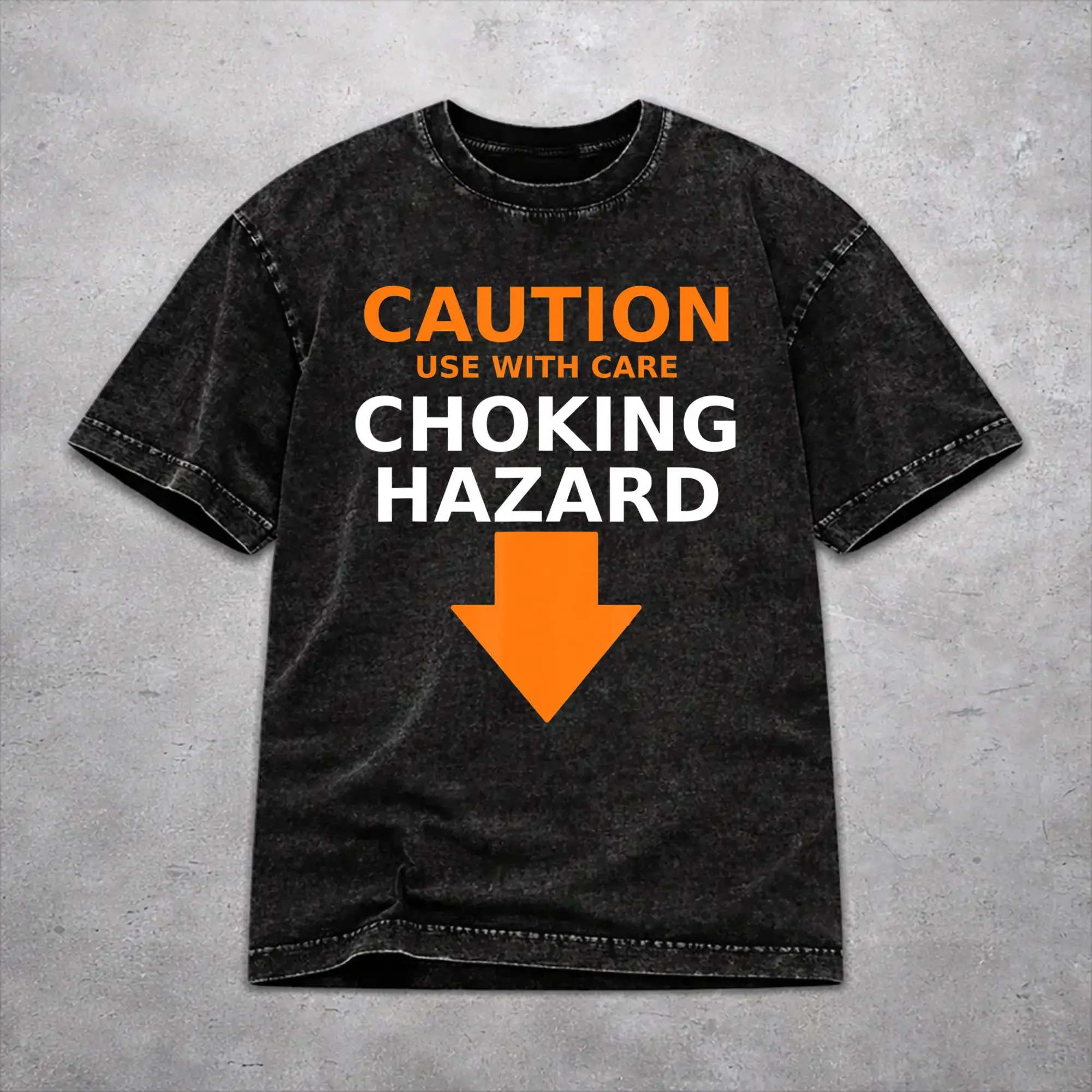 Harajuku Washed Shirt Caution Choking Hazard  Accessories Vintage T-Shirts High Street  Streetwear Short Sleeve Summer Tee Shirt