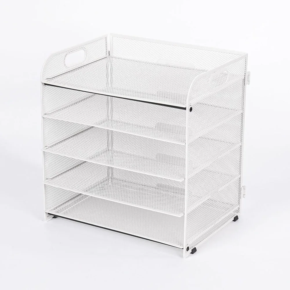 Imagem -06 - Mesh Storage Rack With Handles Organizador de Arquivos de Mesa Suporte de Papel de Metal Prateleira de Documentos Desktop para Escritório Escola Casa