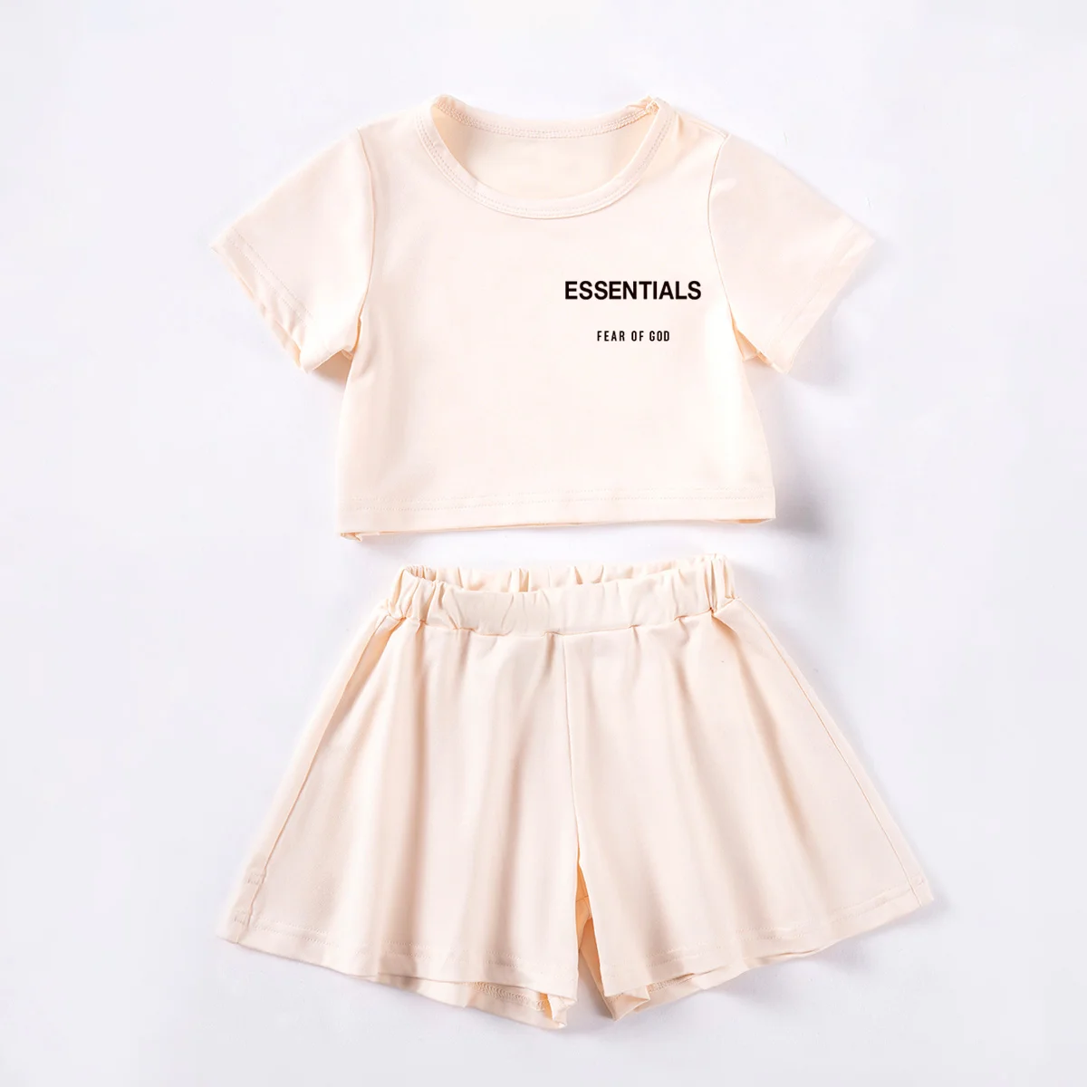 

Girls Summer Solid Color Set Casual Letter Printed Short Sleeve Top and Shorts Two Piece Suit Loose and Comfortable Loungewear