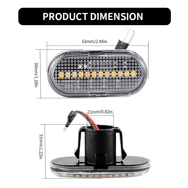 2pcs Dynamic Clear Lens LED Car Flowing Side Repeater Lamp  For SMART 453 Fortwo DACIA Nissan Interstar Primastar Kubistar