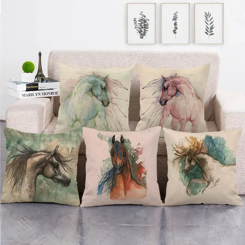 

Cool Horse Pillow Case Brown Horse Decorative Pillowcase Decorative Bed Room Aesthetics Cushions for Elegant Sofa Pillow Cover