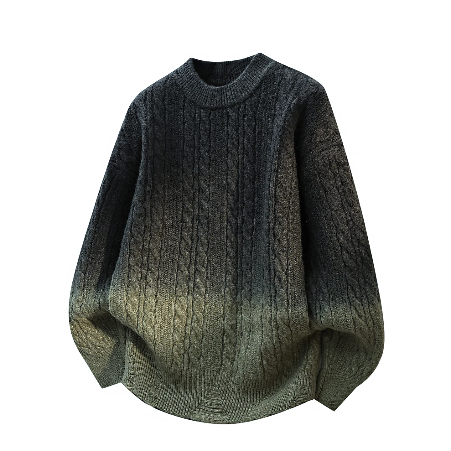

Мужской повседневный вязаный свитер с градиентным цветом, свободного кроя, в американском винтажном стиле, модный брендовый, зимний, комфортный, с длинными рукавами