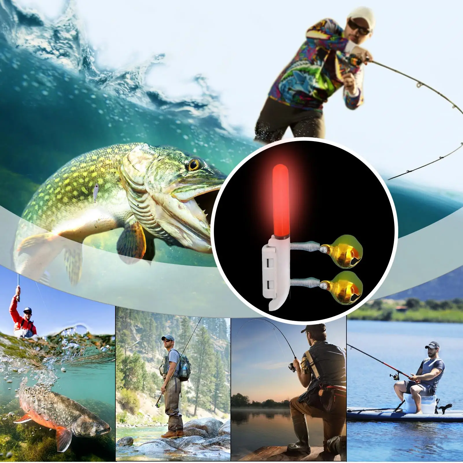 Fishing Rod Light Clip Fishing Light Stick Rod Bell USB Charge Luminous Tackle Night Bright Lamp Fish Bell Alarm Indicator Rings - view 6