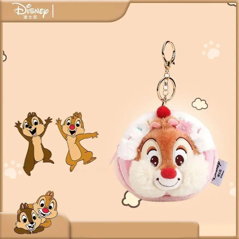 Muñeco de Peluche de la Serie Chip y Dale de Disney, con Forma de Dona de Melocotón, con Cremallera, Llavero, Adorno para Mochila, Regalo de Cumpleaños para Niña