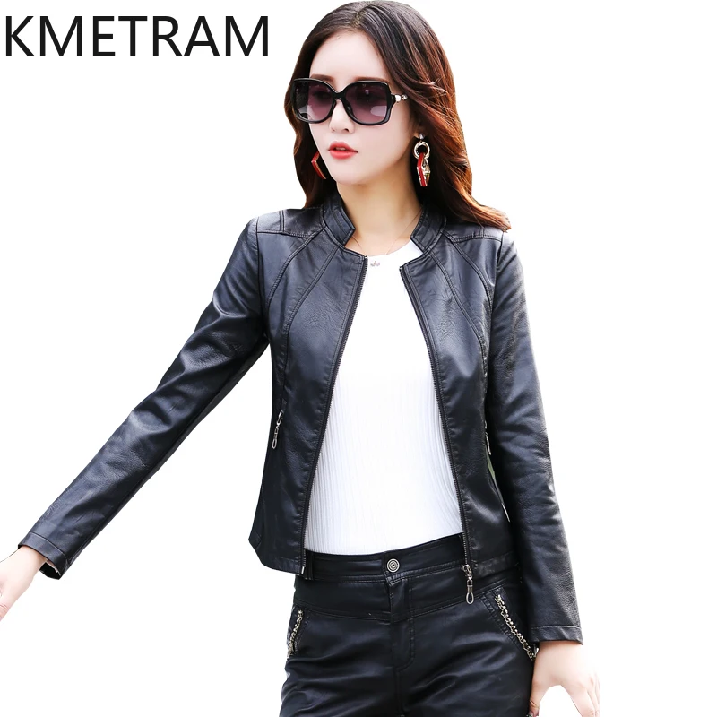 KMETRAM Natural Sheepskin Leather Jacket for Women Motocycle Short Coats Spring Autumn Women\'s Jackets Slim Firt Chamarra Mujer