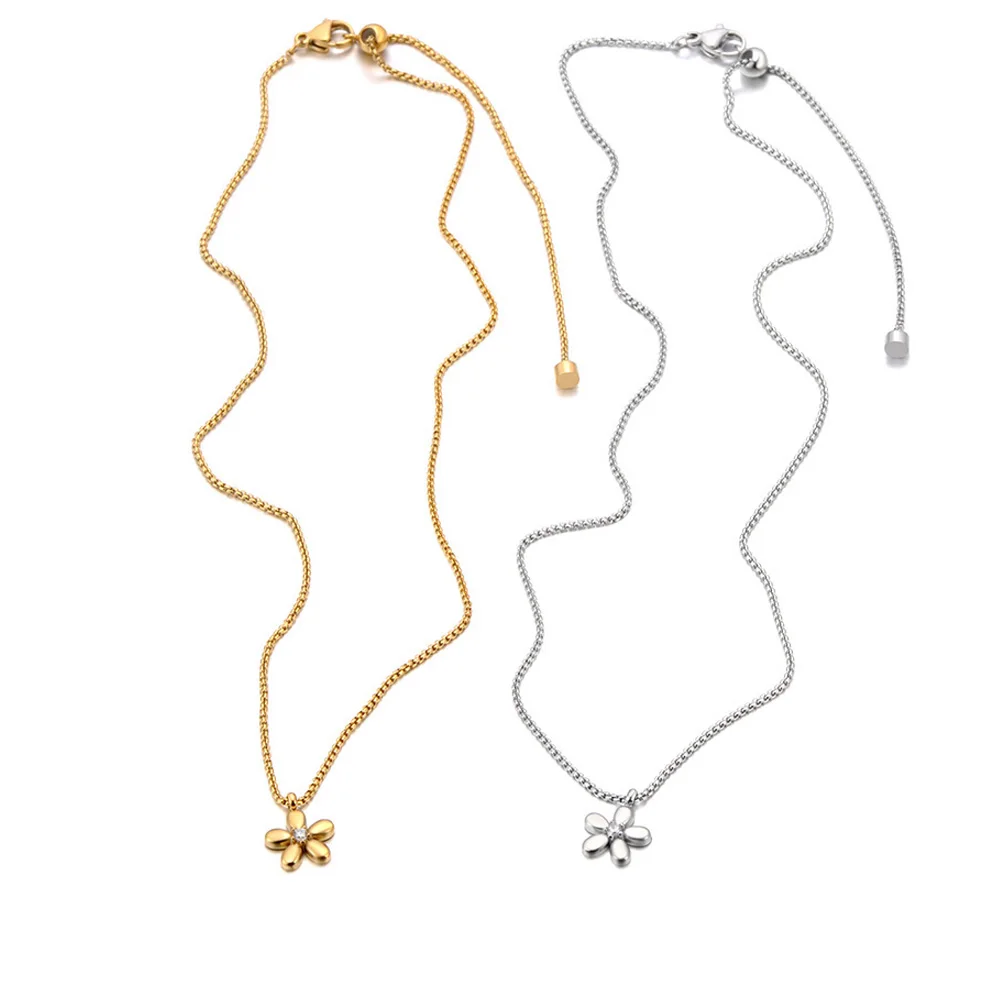 Exquisite 5 Stücke Blütenblätter Blume Anhänger Halskette 18 Karat vergoldet Edelstahl Schmuck für Frauen Drop Shipping JN25012