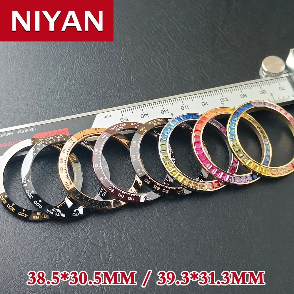 bezel Outer diameter 39.3, inner diameter 31.5mm, Colored rhinestone Insert without Luminous VK63 assembly watch accessories