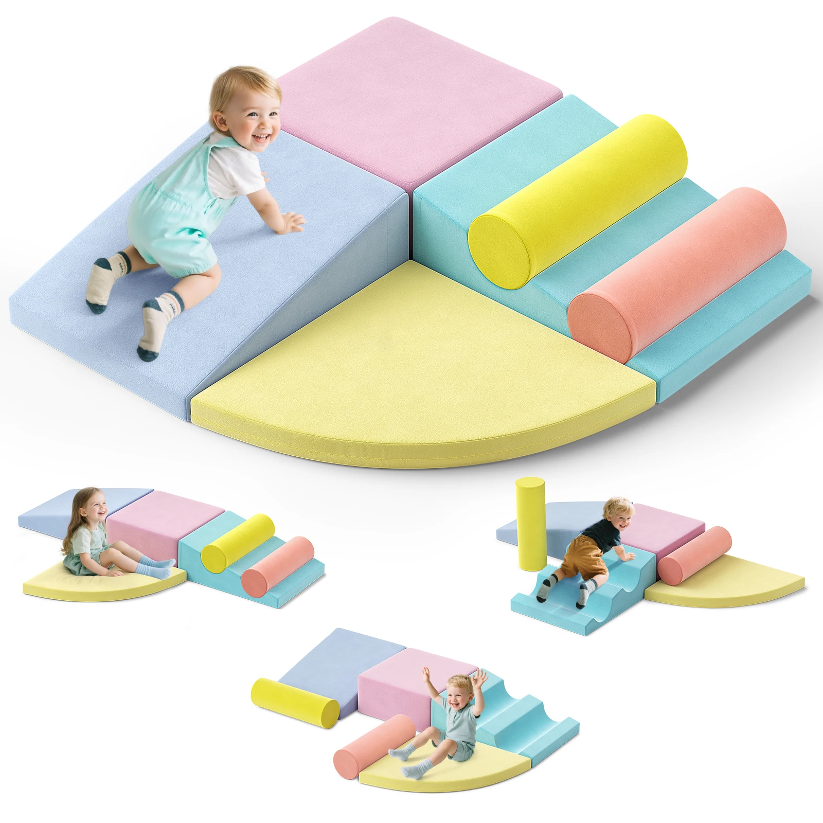 6-teilige Schaumstoff-Kletterblöcke für den Indoor-Spielplatz für Kleinkinder, Kinderzimmer-Kletteraktivitätsspiel zum Krabbeln, Klettern und Gleiten