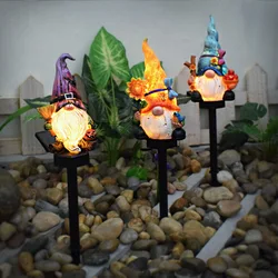 Garden Decoration Gnome Dwarf Statue-resin Craft Ornament Carrying Solar Power LED Light Door Welcome Sign Dwarf Statues