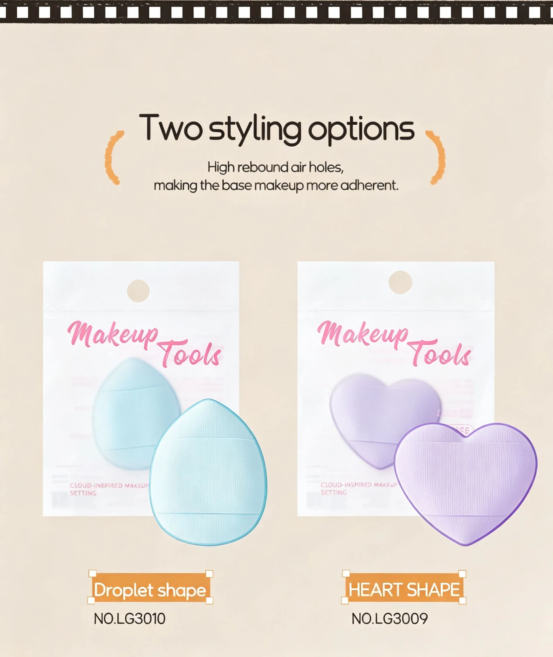Makeup Puff, 1PC Waterdrop Heart Shape Air Cushion Puff Soft Powder Puff Foundation Sponge Wet Dry