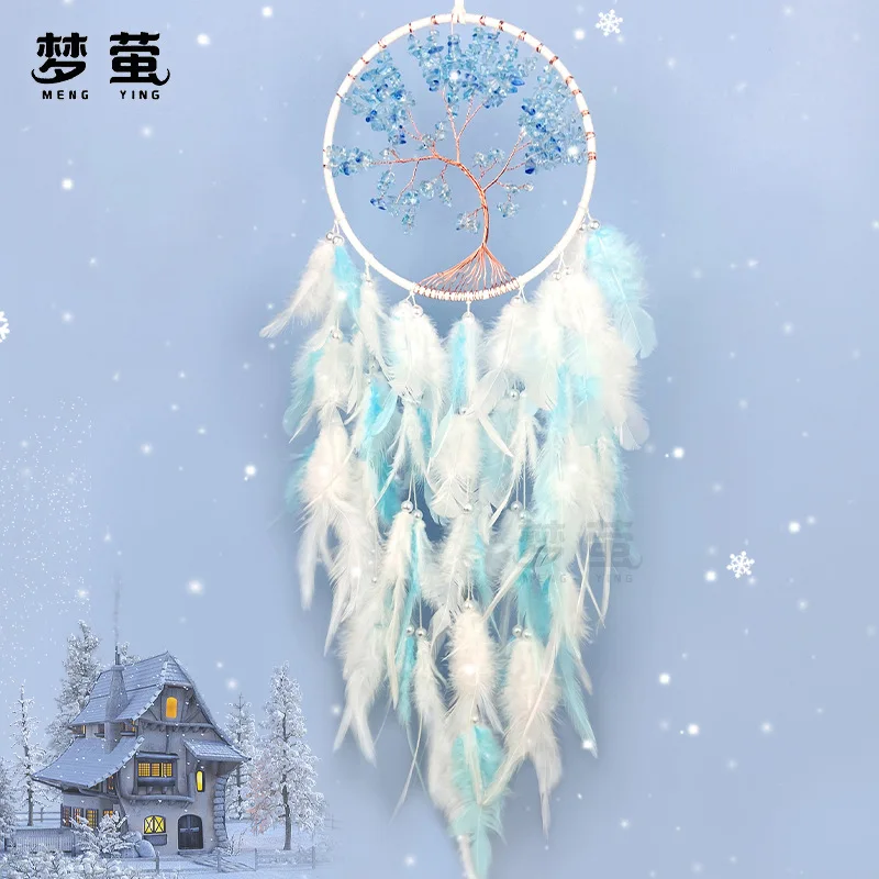 YFY light luxury life tree dream catcher crystal stone hand-woven handicrafts wind chimes Nordic room decoration