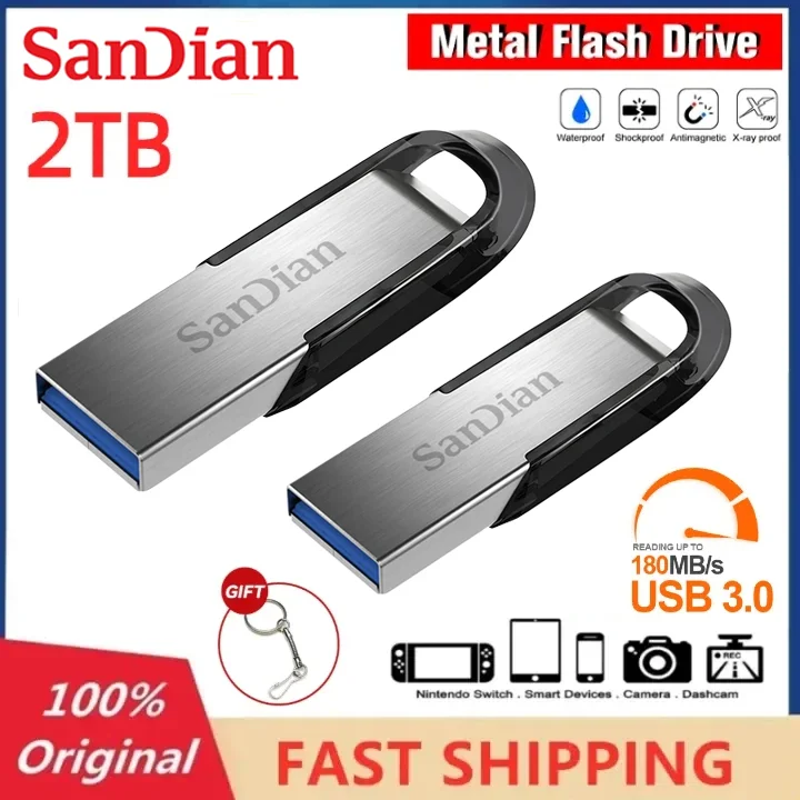 USB Fast 3.0 Pen Drive, Flash Drives, Mini Pendrive, Memory Stick, Disco para TV, PC, Computador, Jogos, 1TB, 512GB, 256GB, 128GB, 2TB