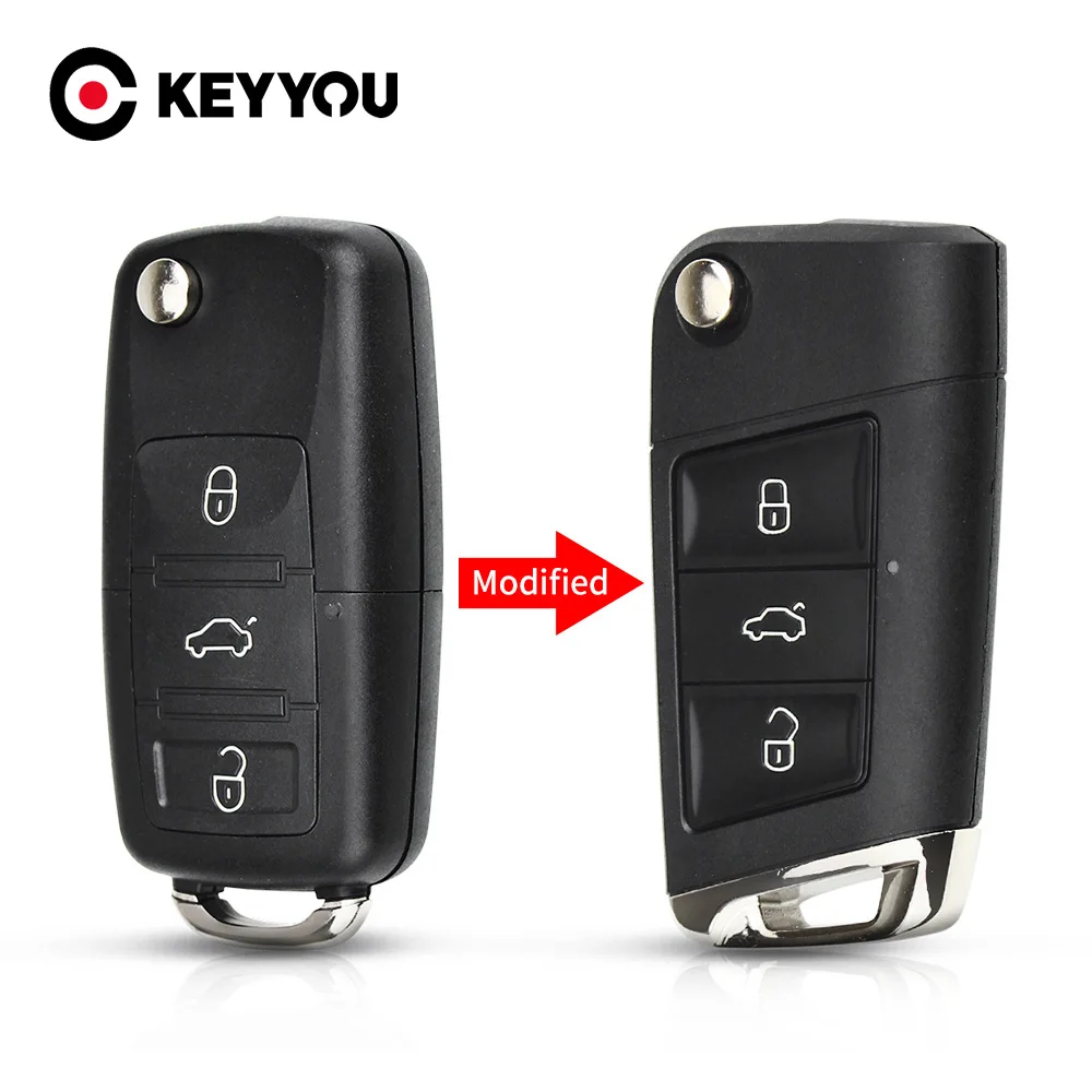 KEYYOU zmodyfikowana klapka obudowa pilota bez kluczyka dla volkswagena VW Polo Passat B5 Golf MK5 Beetle 3 przyciski wymiana obudowa kluczyka do