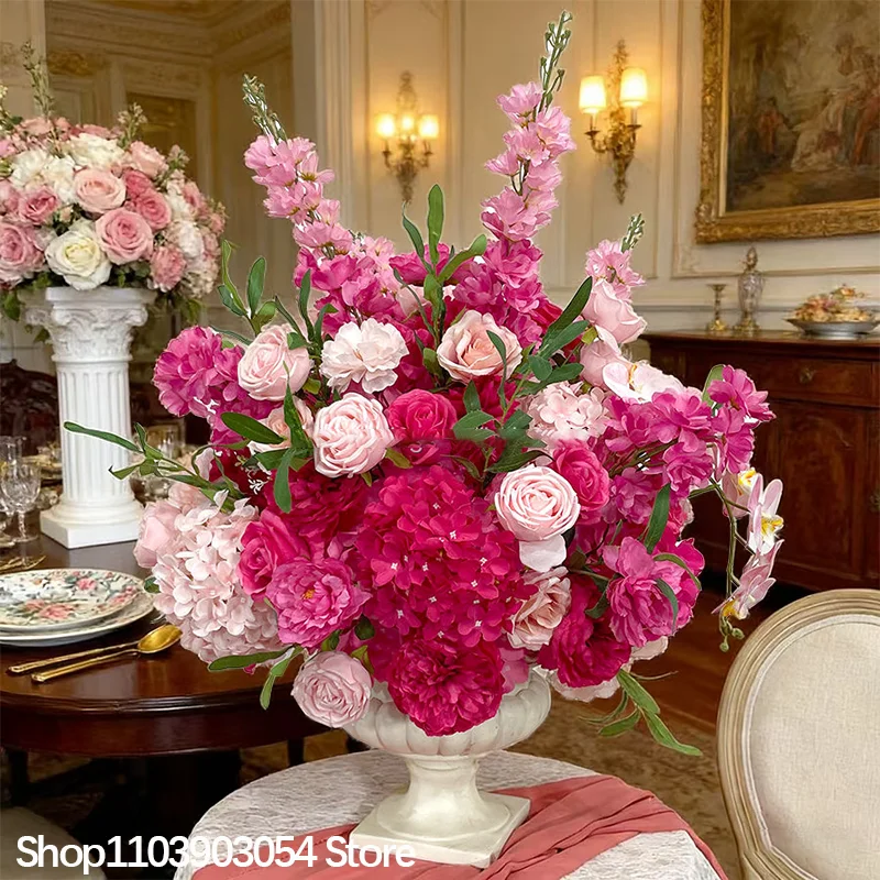 40cm 15,74 Zoll Pinkfarbene Rosen-Delphinium-Blumenkugel Tischdekoration Hochzeitshintergrund Empfang Gang Fenster Fotorequisiten – Detail 2