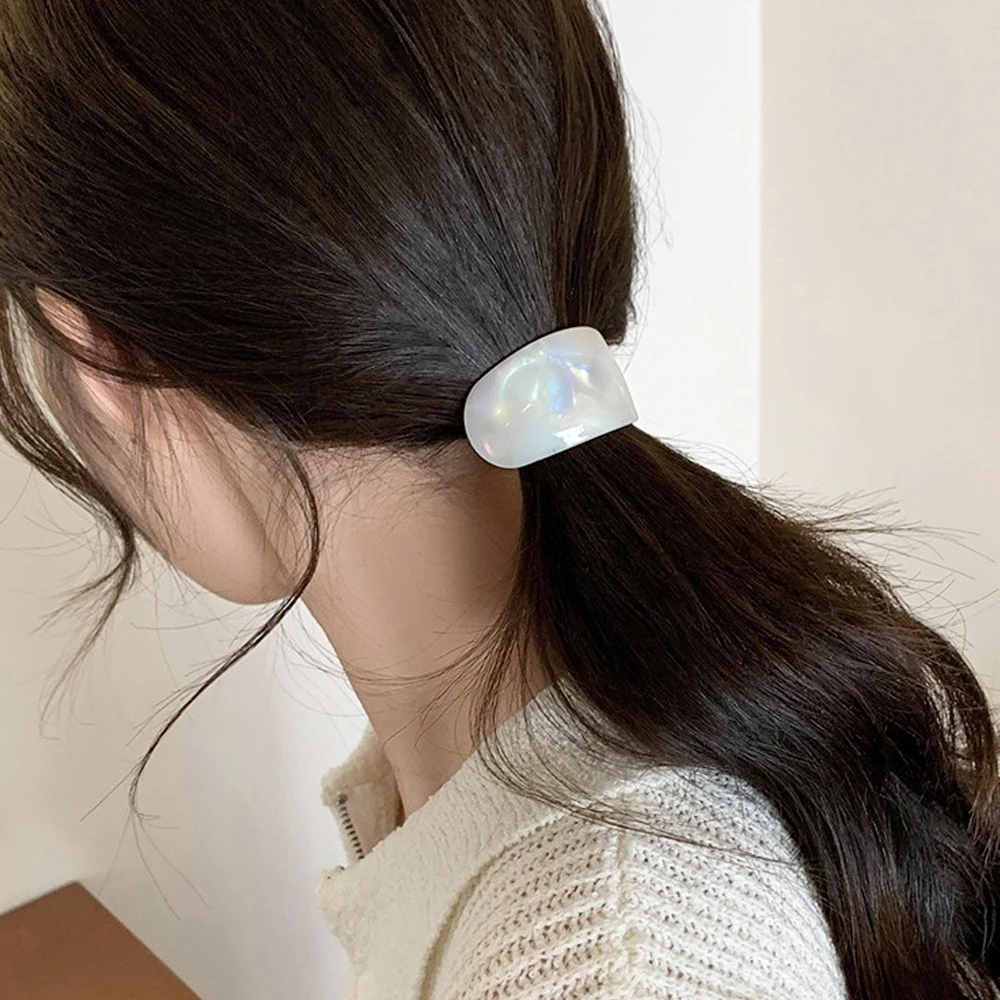 Mode Acetat Geometrische Haar Manschette Halb-Bogen Pferdeschwanz Halter Gummibänder Gummibänder Frauen Mädchen Haar Seile Täglichen Kopfbedeckungen – Detail 4