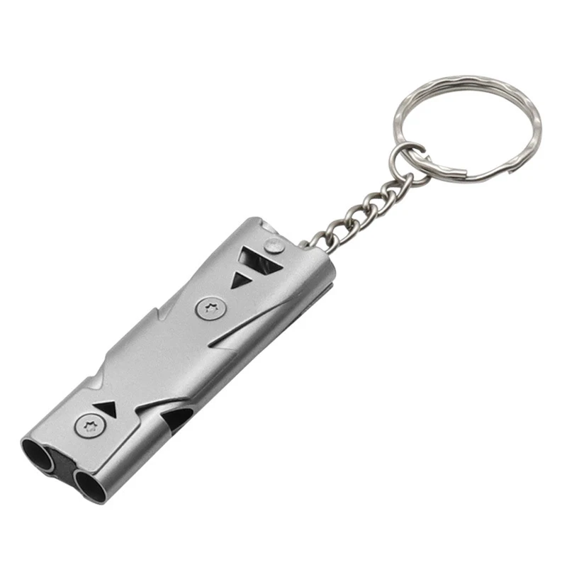 1PC Portable Whistle Stainless Steel Double Tube Lifesaving Emergency SOS Safety Survival Tool Kit Outdoor Camping Equipment