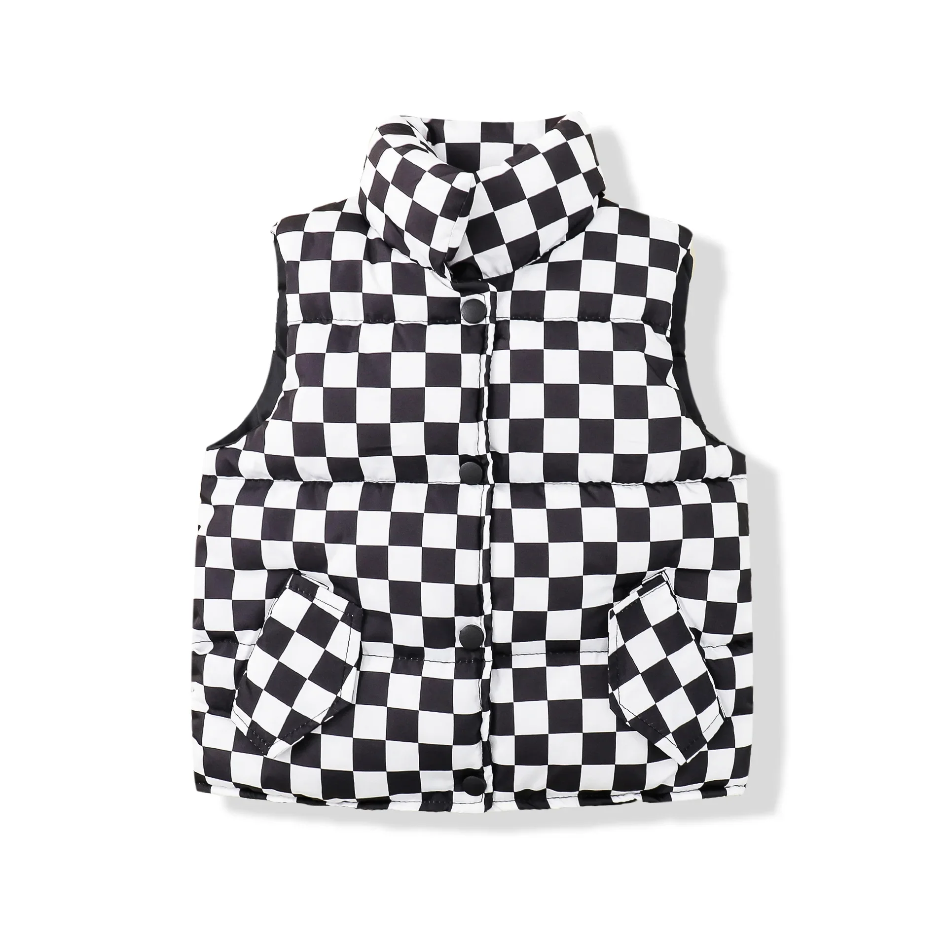 

Checked Toddler Boys Down Vests Girls Fashion Waistcoat Teenager Outfits Winter Children's Clothes