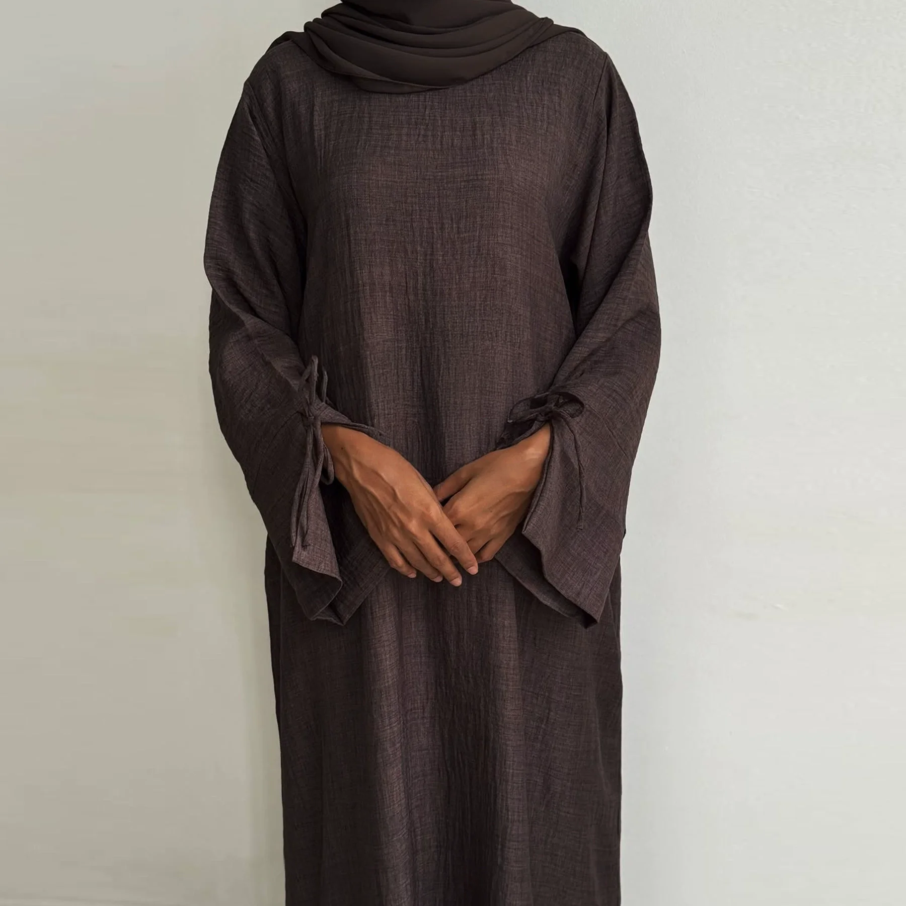 Abaya dubaï robe de soirée robe musulmane col rond diamant femmes robe de tempérament élégant pour les femmes turquie Islam vêtements robes