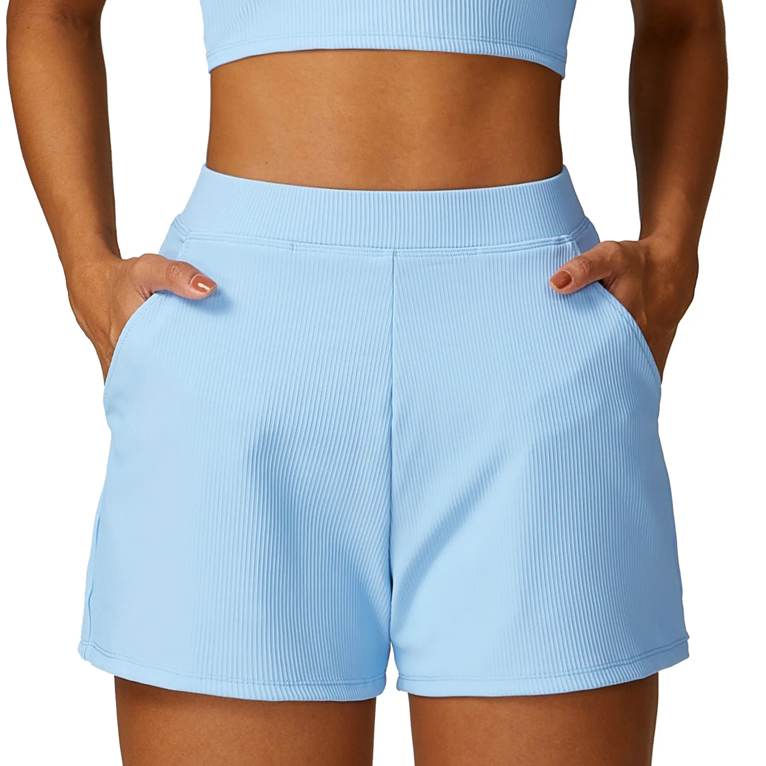 

High Waist Workout Shorts for Women with Eye-catching Ribbed Texture, Perfect for Yoga and Fitness