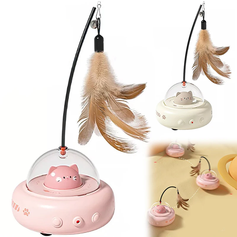 

Smart Teaser Cat Feather Interactive Toy Electric Cat Teaser Stick With Bell Training Pet Toys Replaceable Cat Supplies