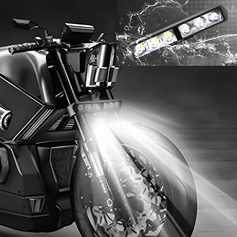 Motorcycle Flash 6LED Headlight SpotLights Auxiliary High Brightness Lamp Electric Vehicle Scooters Autocycle Modified Bulbs