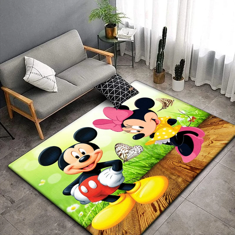 Alfombras de Anime con estampado 3D de Mickey, alfombras de dibujos animados para sala de estar, dormitorio, área grande, alfombra suave para el hogar, alfombra para habitación de niños, moda