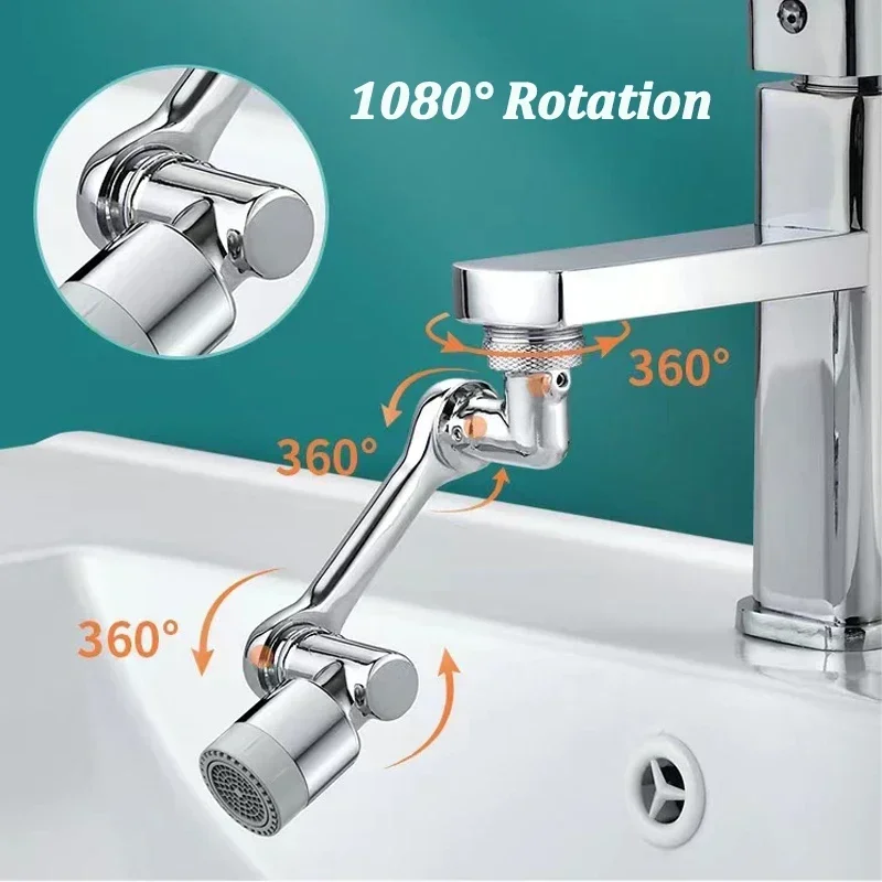 

1080° Universal Rotation Faucet Sprayer Plastic Head Dual Effluent Washbasin Kitchen Extension Faucets Aerator Bubbler Nozzle