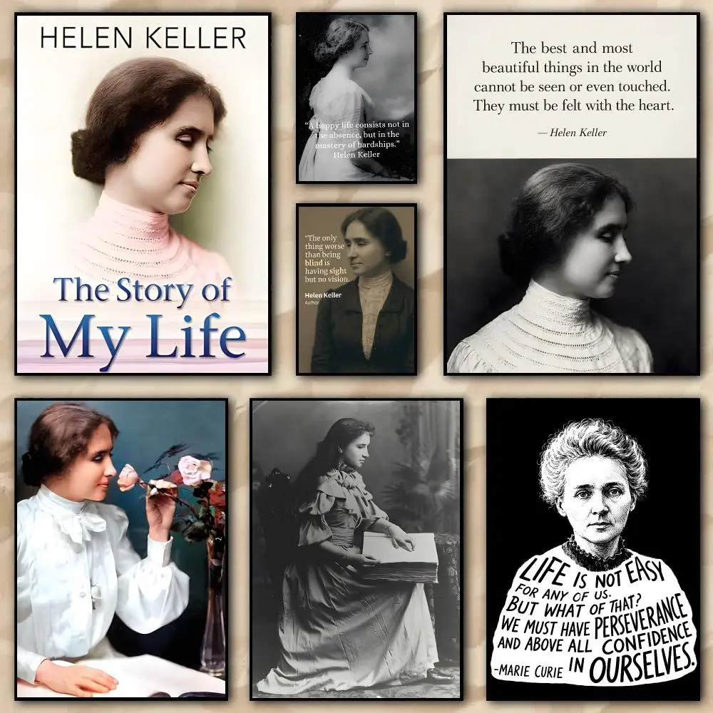 Writer Beautiful H-Helen Keller Poster Decorative Wall Art Stickers Mural for Home Living Room Hallway Decor Gift