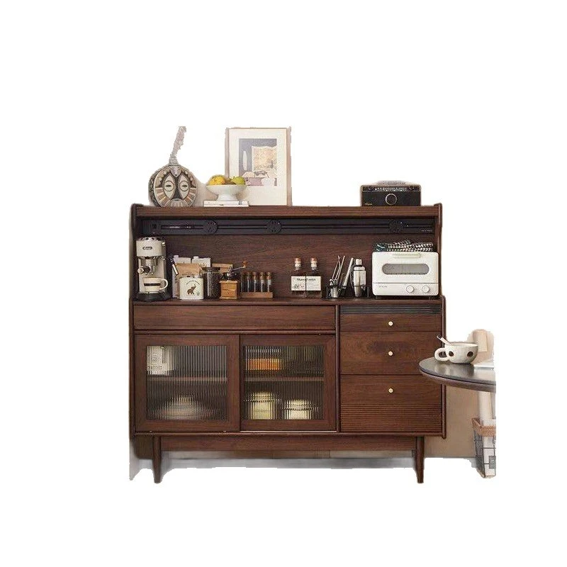 

Retro solid wood dining side cabinet integrated with medieval household tea cabinet against the wall
