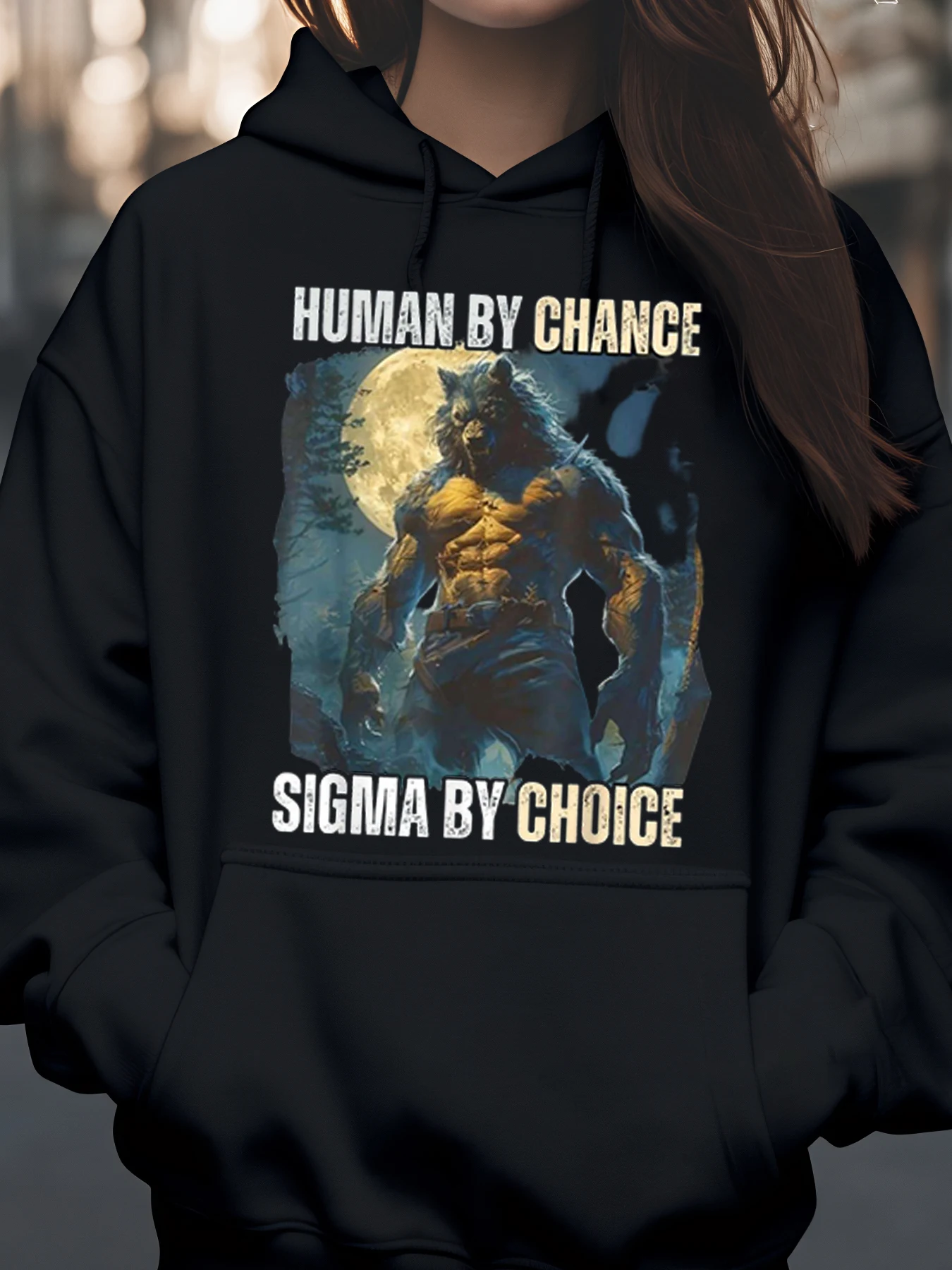 

Толстовка с капюшоном Werewolf Graphic Human by Chance Sigma by Choice, одежда для Хэллоуина, мужская и женская одежда