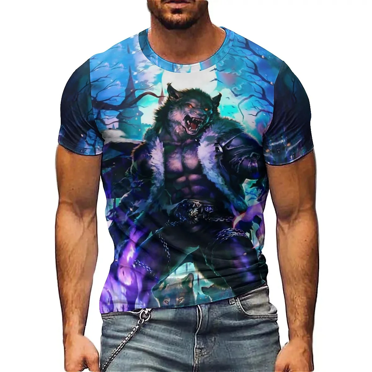 

All-Season Street Fashion Men's 3D Printed Short-Sleeve T-Shirt - Men's Full-Body Print, Smooth Fabric Top
