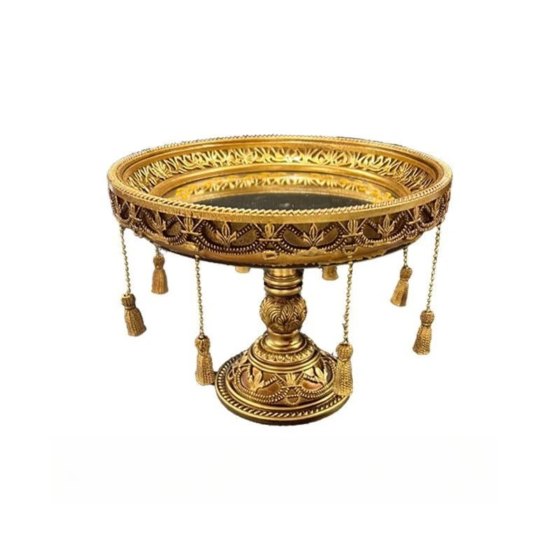 

DSA retro court style mirror tray ornament light luxury literary and artistic photography nostalgic props old mirror plate