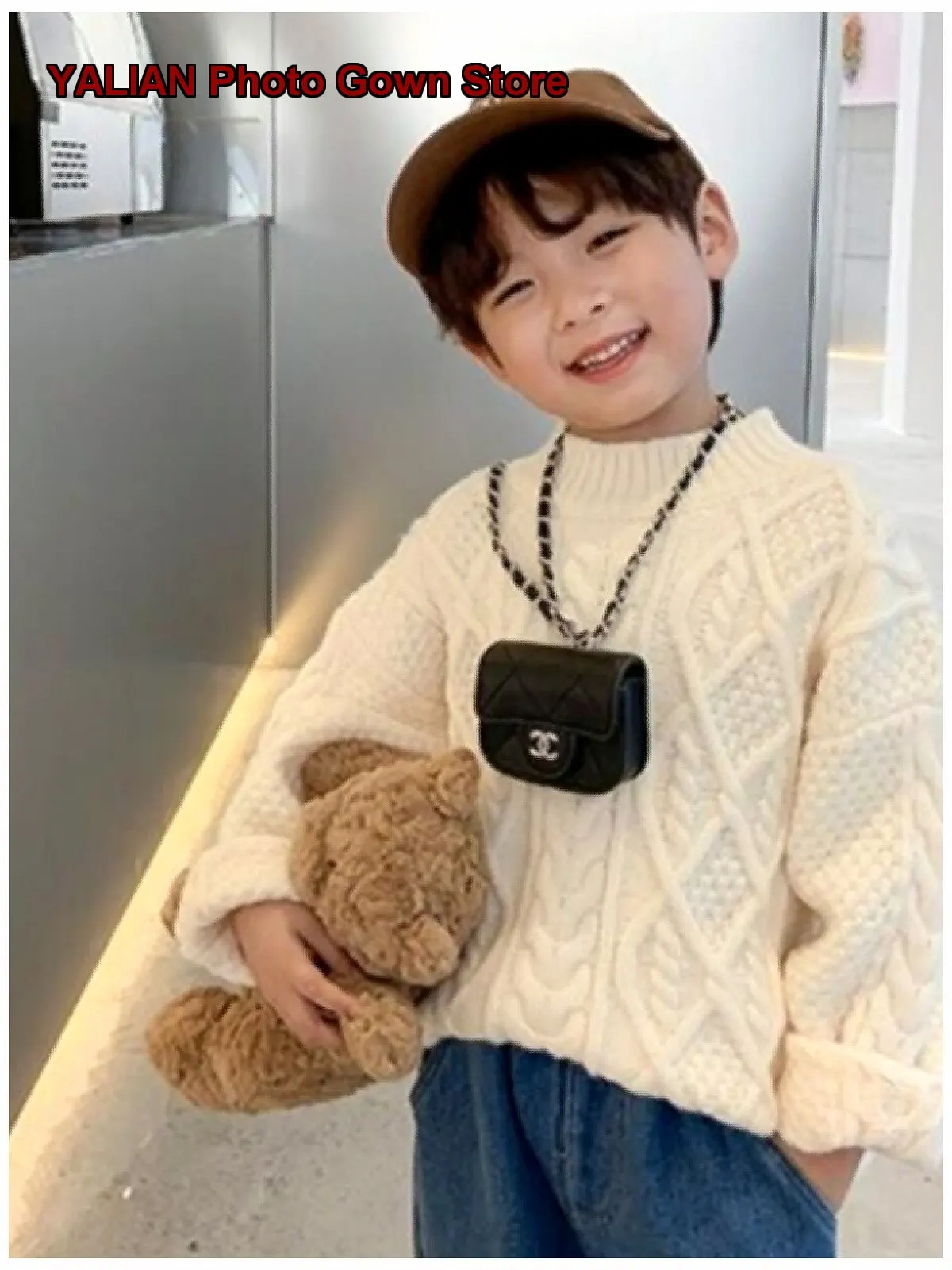 Boys Korean Stylish Loose Pullover Sweater for Festive New Year Celebrations in Autumn Winter Kids