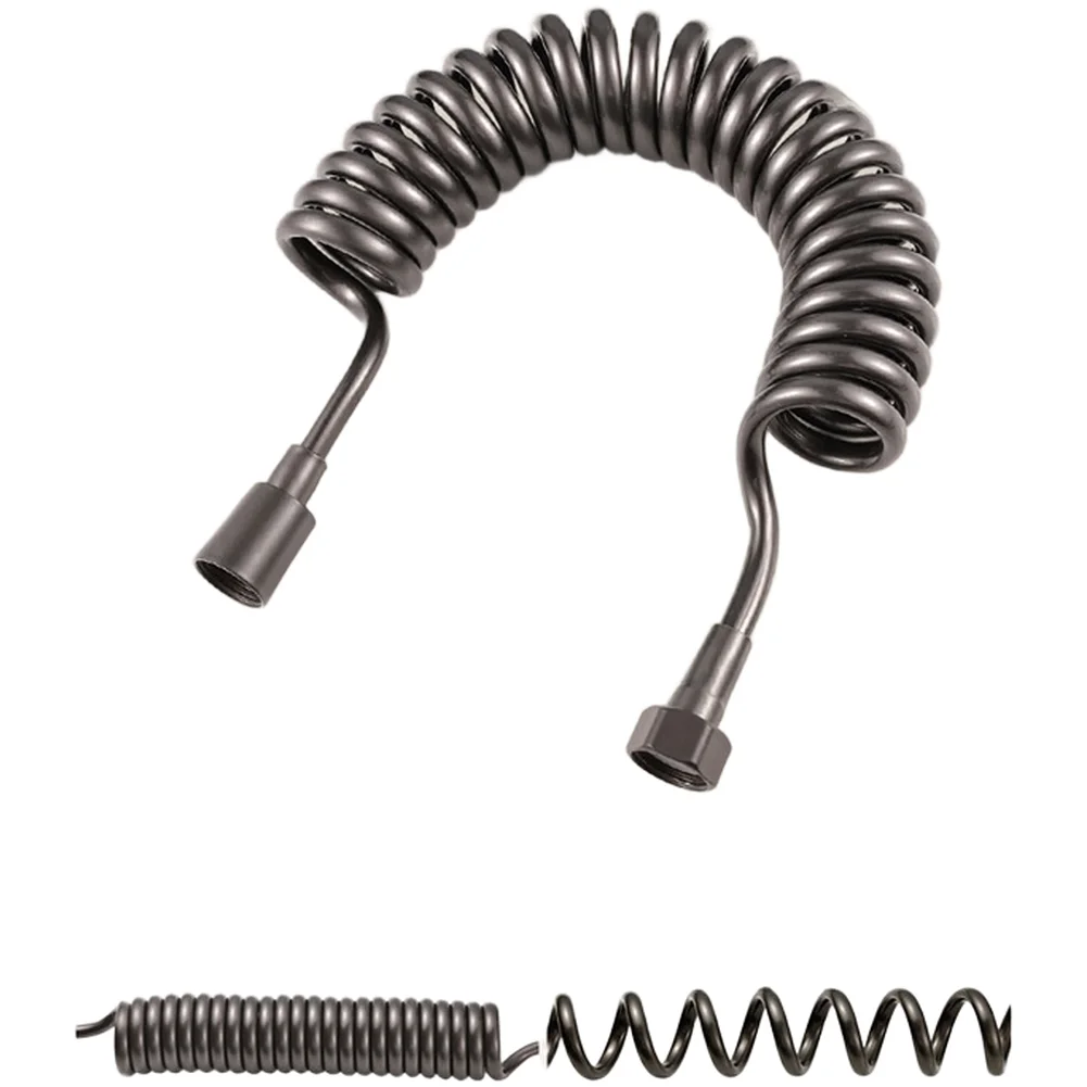 2M PU Spring Tube Shower Hose Expandable Design with Brass Connector for Shower Head Faucet and Spray Compatibility