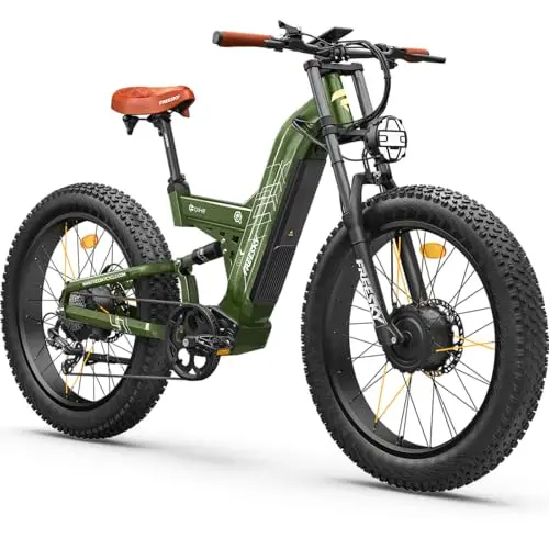 FREESKY Dual Motor 45MPH 120Mile 260NM LG Cells Electric Bike for Adults 6000W,60V 30Ah,AWD Mountain Ebike,26" Fat Tire,Full Suspension,Hydraulic Brakes,UL2849 by TÜV,Off-Road &Commuter &Hunt & Camp