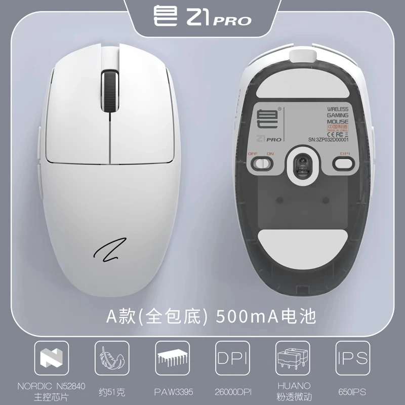 Zaopin เมาส์เกมเมอร์มืออาชีพ Z1น้ำหนักเบา2.4G เมาส์ไร้สาย PAW3395 USB 2.4G 26000dpi TTC อุปกรณ์เสริมสำหรับ Win เมาส์เล่นเกมส์