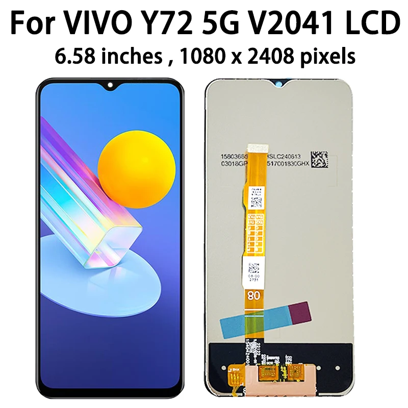 Bild 4: 6,58' Bildschirm für Vivo Y72 5G LCD V2041 Display mit Rahmen Touchscreen-Digitizer-Einheit für Vivo Y72 5G (Indien) V2060 LCD
