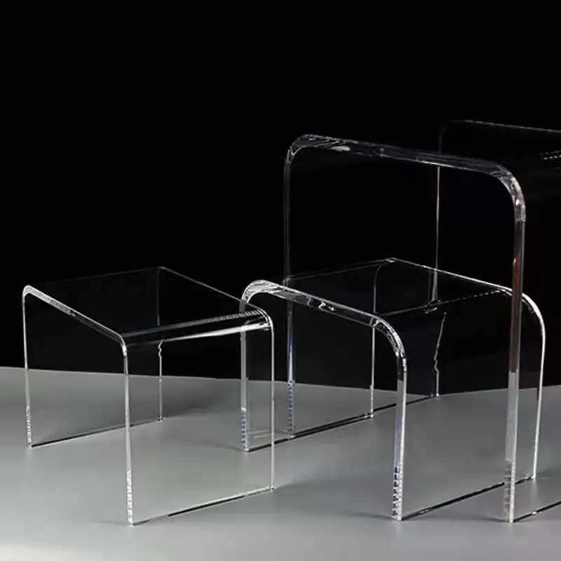 Transparent Acrylic Shoes Changing Stool Table Nordic Simple Bending Acrylic Furniture U Shaped Coffee Table for Living Room