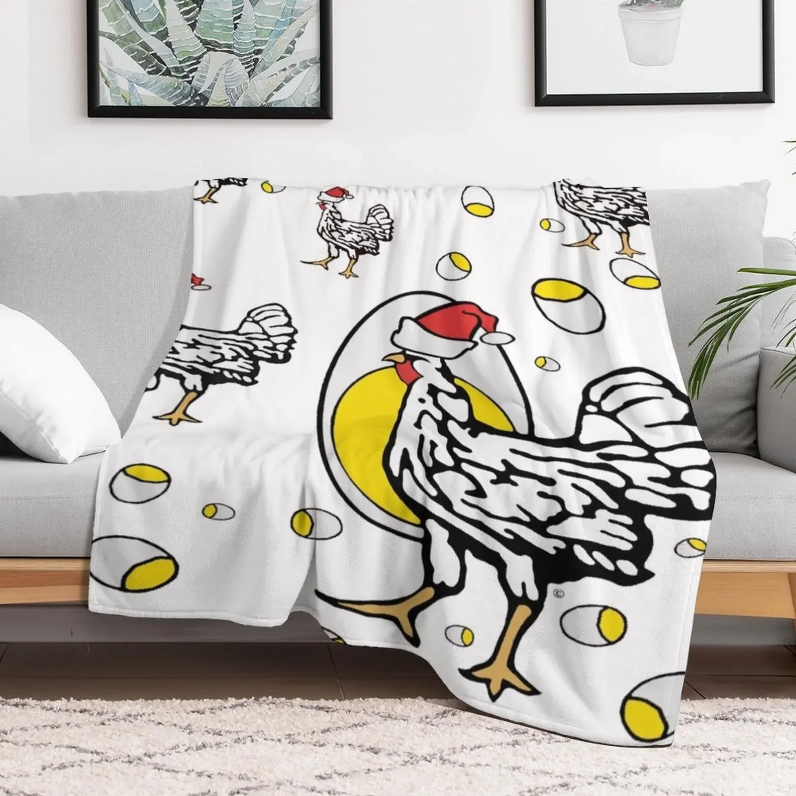 Roseanne Inspired Chicken Shirt Christmas Santa Hat Holiday Original Parody Design Throw Blanket Furry Blankets